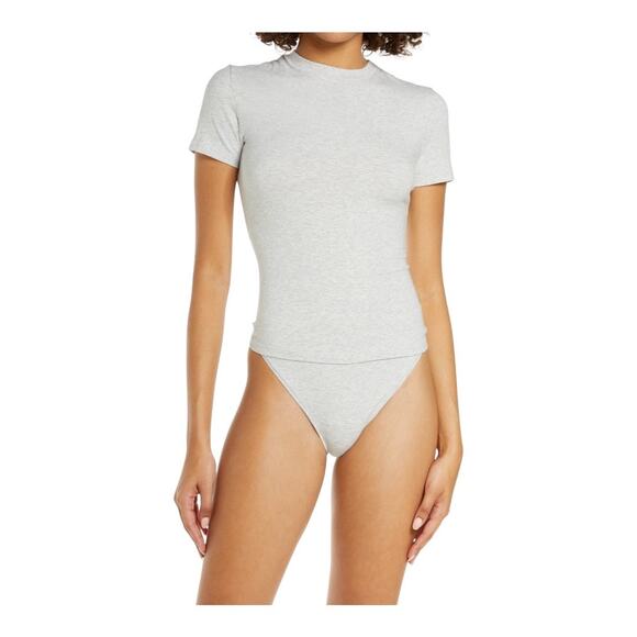 SKIMS Stretch Cotton Jersey Heather Gray Size Large T-Shirt - Picture 3 of 9